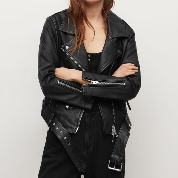 All Saints Luna leather biker jacket extra small - Picture 4 of 14